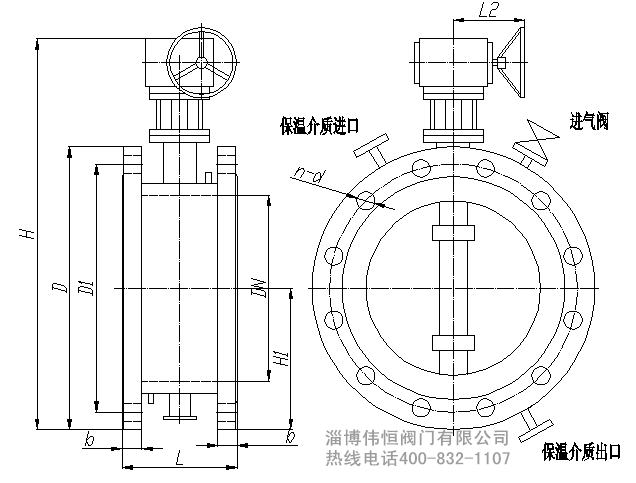 焦化煤氣專用保溫噴吹蝶(dié)閥外形尺寸