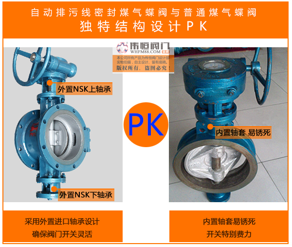 偉恒閥門線密封(fēng)煤氣蝶閥(fá)外置軸承