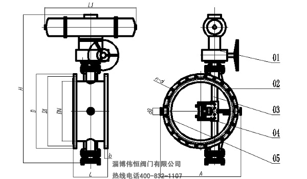 四連杆保溫蝶(dié)閥外形尺(chǐ)寸